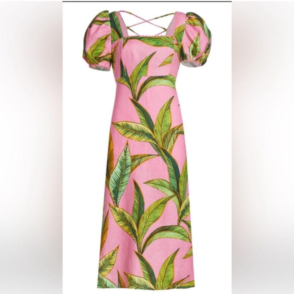 Farm Rio Pink Foliage Dress